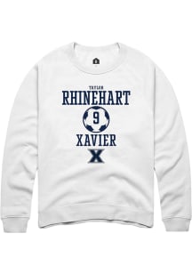 Taylor Rhinehart  Rally Xavier Musketeers Mens White NIL Sport Icon Long Sleeve Crew Sweatshirt