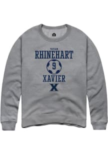 Taylor Rhinehart  Rally Xavier Musketeers Mens Grey NIL Sport Icon Long Sleeve Crew Sweatshirt