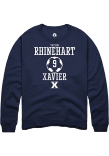 Taylor Rhinehart  Rally Xavier Musketeers Mens Navy Blue NIL Sport Icon Long Sleeve Crew Sweatsh..