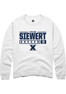 Taylor Rhinehart  Rally Xavier Musketeers Mens White NIL Stacked Box Long Sleeve Crew Sweatshirt