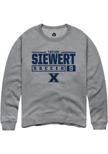 Taylor Rhinehart  Rally Xavier Musketeers Mens Grey NIL Stacked Box Long Sleeve Crew Sweatshirt