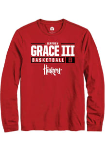 Jeffrey Grace III Rally Mens Red Nebraska Cornhuskers NIL Stacked Box Tee
