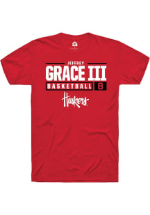 Jeffrey Grace III Red Nebraska Cornhuskers NIL Stacked Box Short Sleeve T Shirt