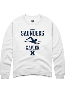 Ethan Saunders  Rally Xavier Musketeers Mens White NIL Sport Icon Long Sleeve Crew Sweatshirt