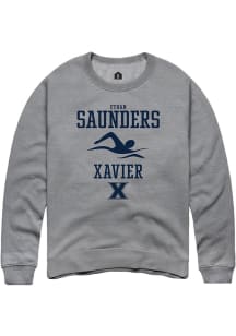 Ethan Saunders  Rally Xavier Musketeers Mens Grey NIL Sport Icon Long Sleeve Crew Sweatshirt