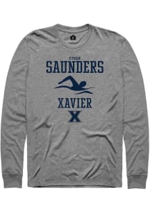 Ethan Saunders  Xavier Musketeers Graphite Rally NIL Sport Icon Long Sleeve T Shirt