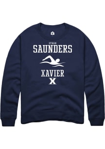 Ethan Saunders  Rally Xavier Musketeers Mens Navy Blue NIL Sport Icon Long Sleeve Crew Sweatshir..