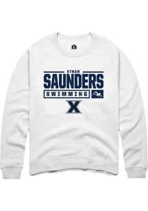 Ethan Saunders  Rally Xavier Musketeers Mens White NIL Stacked Box Long Sleeve Crew Sweatshirt