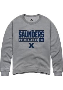 Ethan Saunders  Rally Xavier Musketeers Mens Grey NIL Stacked Box Long Sleeve Crew Sweatshirt