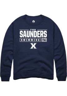 Ethan Saunders  Rally Xavier Musketeers Mens Navy Blue NIL Stacked Box Long Sleeve Crew Sweatshi..