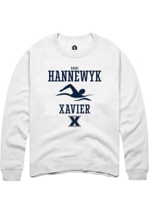 Gage Hannewyk  Rally Xavier Musketeers Mens White NIL Sport Icon Long Sleeve Crew Sweatshirt