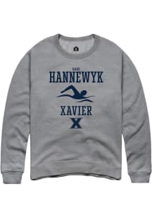 Gage Hannewyk  Rally Xavier Musketeers Mens Grey NIL Sport Icon Long Sleeve Crew Sweatshirt