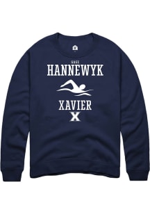 Gage Hannewyk  Rally Xavier Musketeers Mens Navy Blue NIL Sport Icon Long Sleeve Crew Sweatshirt