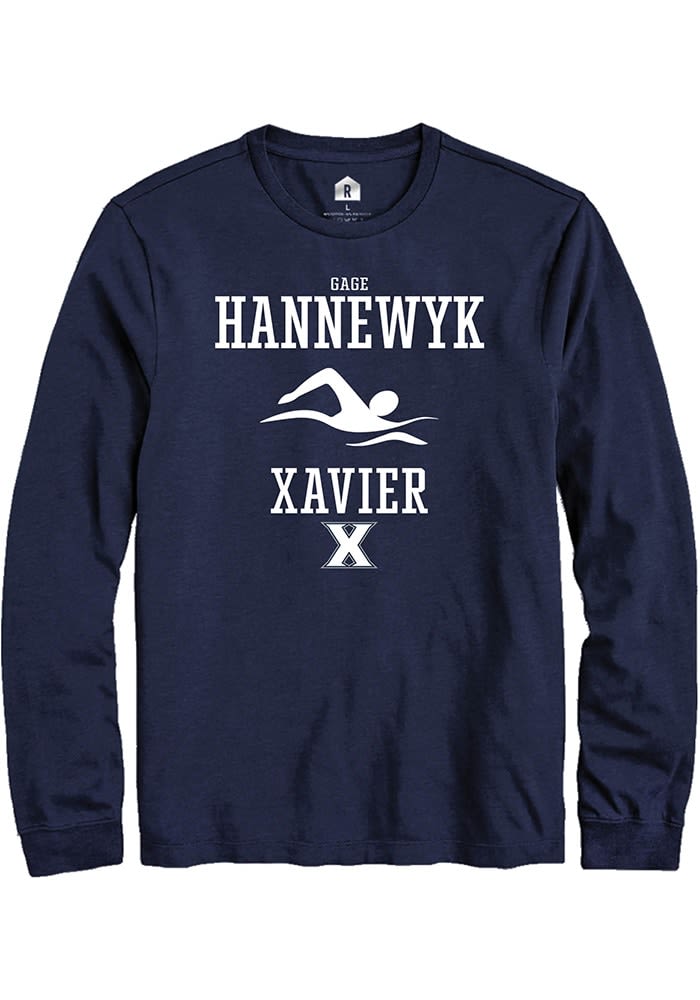 Gage Hannewyk  Xavier Musketeers Navy Blue Rally NIL Sport Icon Long Sleeve T Shirt