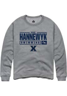 Gage Hannewyk  Rally Xavier Musketeers Mens Grey NIL Stacked Box Long Sleeve Crew Sweatshirt