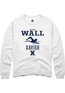 Nathan Wall  Rally Xavier Musketeers Mens White NIL Sport Icon Long Sleeve Crew Sweatshirt