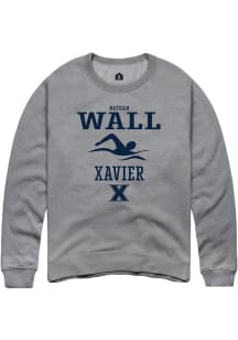 Nathan Wall  Rally Xavier Musketeers Mens Grey NIL Sport Icon Long Sleeve Crew Sweatshirt