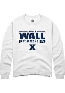 Nathan Wall  Rally Xavier Musketeers Mens White NIL Stacked Box Long Sleeve Crew Sweatshirt