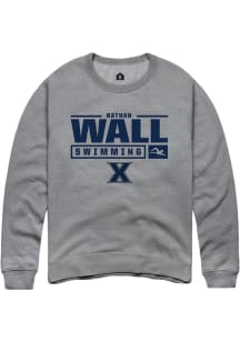 Nathan Wall  Rally Xavier Musketeers Mens Grey NIL Stacked Box Long Sleeve Crew Sweatshirt