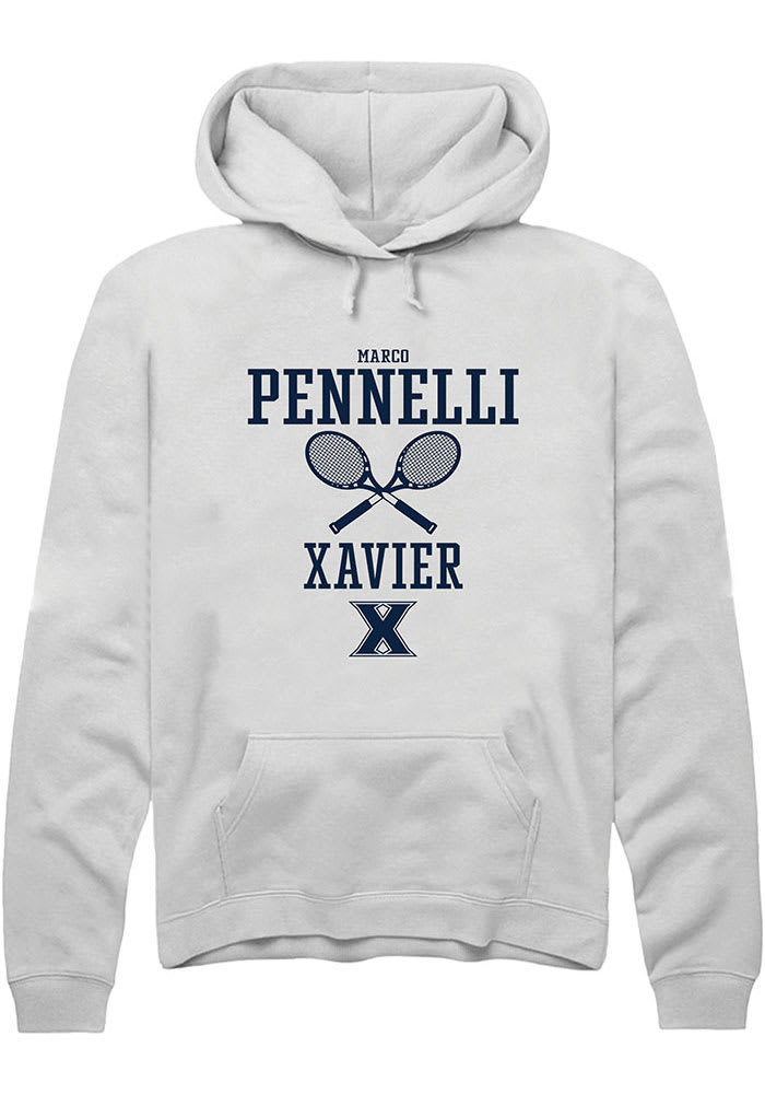Marco Pennelli  Rally Xavier Musketeers Mens White NIL Sport Icon Long Sleeve Hoodie