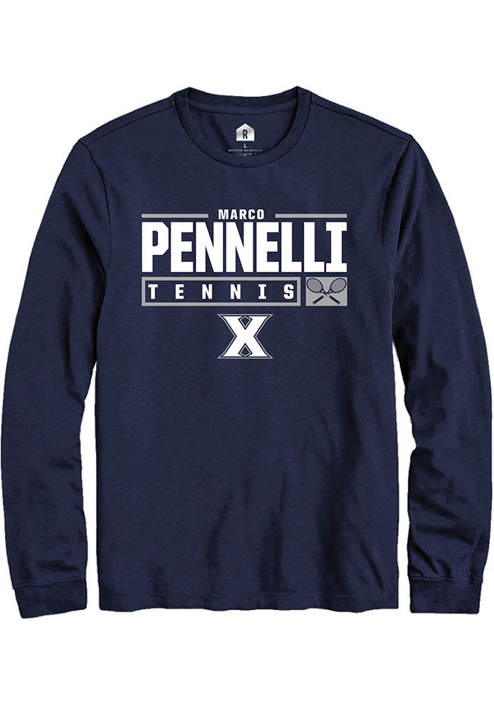 Marco Pennelli  Xavier Musketeers Navy Blue Rally NIL Stacked Box Long Sleeve T Shirt