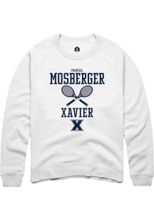 Pascal Mosberger  Rally Xavier Musketeers Mens White NIL Sport Icon Long Sleeve Crew Sweatshirt