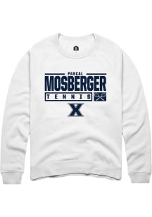 Pascal Mosberger  Rally Xavier Musketeers Mens White NIL Stacked Box Long Sleeve Crew Sweatshirt