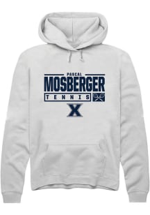 Pascal Mosberger  Rally Xavier Musketeers Mens White NIL Stacked Box Long Sleeve Hoodie