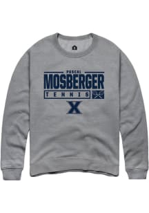 Pascal Mosberger  Rally Xavier Musketeers Mens Grey NIL Stacked Box Long Sleeve Crew Sweatshirt