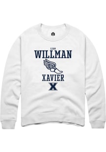 Liam Willman  Rally Xavier Musketeers Mens White NIL Sport Icon Long Sleeve Crew Sweatshirt