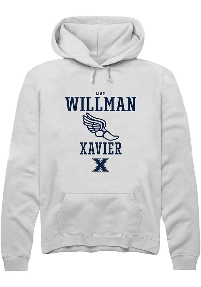 Liam Willman  Rally Xavier Musketeers Mens White NIL Sport Icon Long Sleeve Hoodie