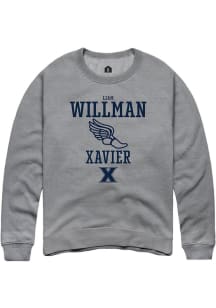 Liam Willman  Rally Xavier Musketeers Mens Graphite NIL Sport Icon Long Sleeve Crew Sweatshirt