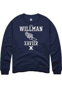 Liam Willman  Rally Xavier Musketeers Mens Navy Blue NIL Sport Icon Long Sleeve Crew Sweatshirt