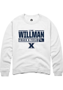 Liam Willman  Rally Xavier Musketeers Mens White NIL Stacked Box Long Sleeve Crew Sweatshirt