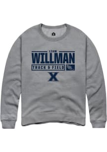 Liam Willman  Rally Xavier Musketeers Mens Graphite NIL Stacked Box Long Sleeve Crew Sweatshirt