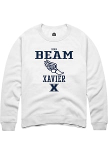 Sean Beam  Rally Xavier Musketeers Mens White NIL Sport Icon Long Sleeve Crew Sweatshirt