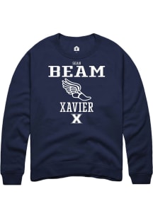 Sean Beam  Rally Xavier Musketeers Mens Navy Blue NIL Sport Icon Long Sleeve Crew Sweatshirt