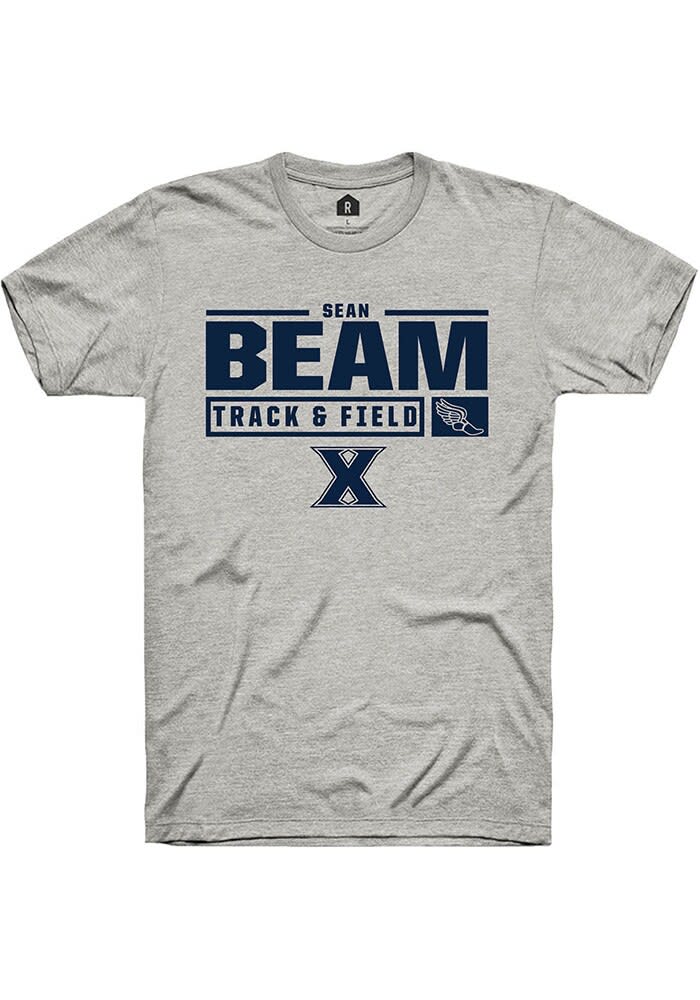 Sean Beam  Xavier Musketeers Ash Rally NIL Stacked Box Short Sleeve T Shirt