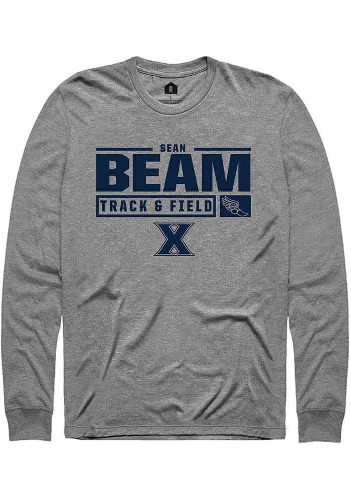 Sean Beam  Xavier Musketeers Graphite Rally NIL Stacked Box Long Sleeve T Shirt