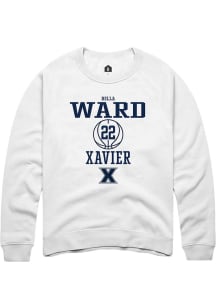 Bella Ward  Rally Xavier Musketeers Mens White NIL Sport Icon Long Sleeve Crew Sweatshirt