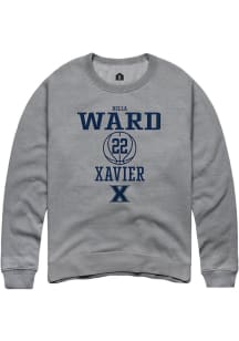 Bella Ward  Rally Xavier Musketeers Mens Grey NIL Sport Icon Long Sleeve Crew Sweatshirt