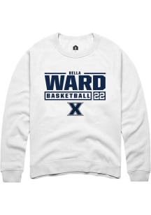 Bella Ward  Rally Xavier Musketeers Mens White NIL Stacked Box Long Sleeve Crew Sweatshirt