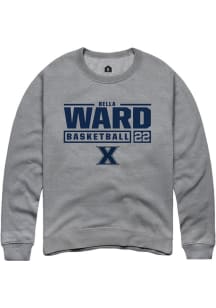 Bella Ward  Rally Xavier Musketeers Mens Grey NIL Stacked Box Long Sleeve Crew Sweatshirt