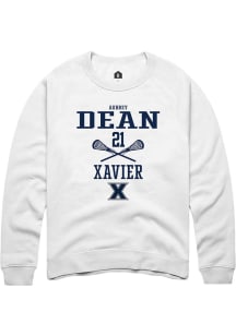 Aubrey Dean  Rally Xavier Musketeers Mens White NIL Sport Icon Long Sleeve Crew Sweatshirt