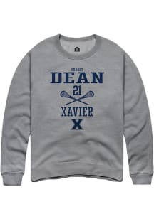 Aubrey Dean  Rally Xavier Musketeers Mens Grey NIL Sport Icon Long Sleeve Crew Sweatshirt