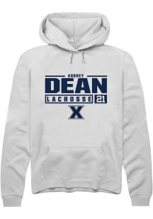 Aubrey Dean  Rally Xavier Musketeers Mens White NIL Stacked Box Long Sleeve Hoodie