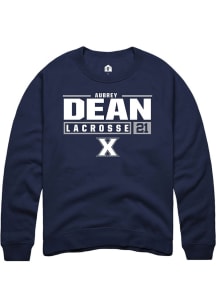 Aubrey Dean  Rally Xavier Musketeers Mens Navy Blue NIL Stacked Box Long Sleeve Crew Sweatshirt