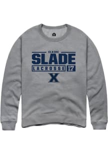 Claire Slade  Rally Xavier Musketeers Mens Grey NIL Stacked Box Long Sleeve Crew Sweatshirt