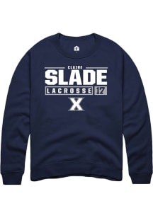 Claire Slade  Rally Xavier Musketeers Mens Navy Blue NIL Stacked Box Long Sleeve Crew Sweatshirt