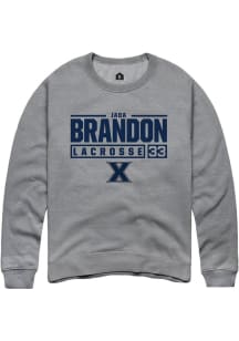 Jada Brandon  Rally Xavier Musketeers Mens Grey NIL Stacked Box Long Sleeve Crew Sweatshirt